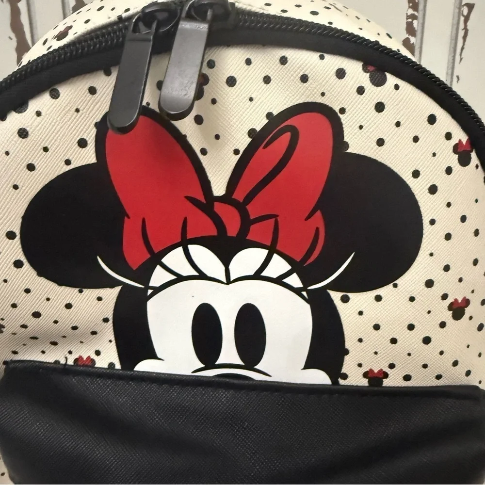 Minnie Mouse RED Bow White Mini Backpack 9 in x 11 in Two Pockets Disney